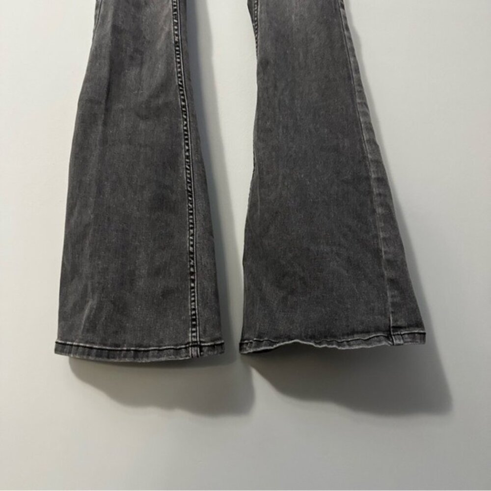 Free People Flare Jeans Black Washed High Rise Y2K Retro Size 24 Boho - Picture 6 of 16